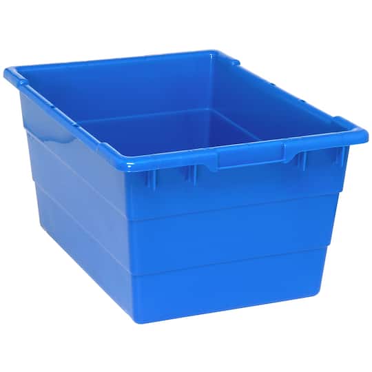 Cross Stack Storage Container, 14.4 gal, 23-3/4 in L x 17-1/4 in W x 12 in H, Blue, Polypropylene